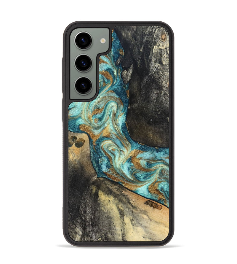 Galaxy S23 Plus Wood Phone Case - Unknown (Teal & Gold, 824901)