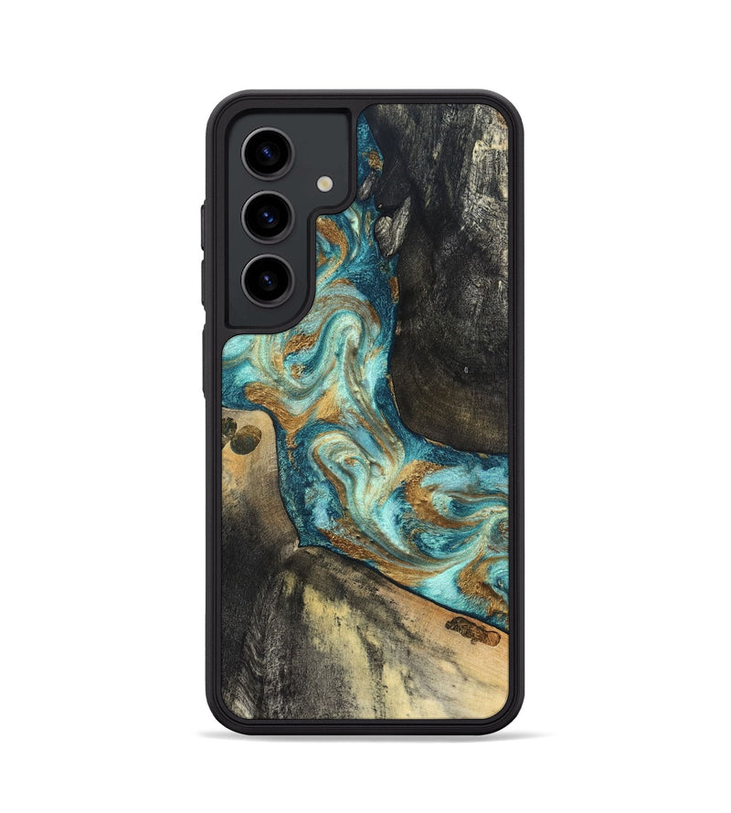 Galaxy S24 Wood Phone Case - Unknown (Teal & Gold, 824901)