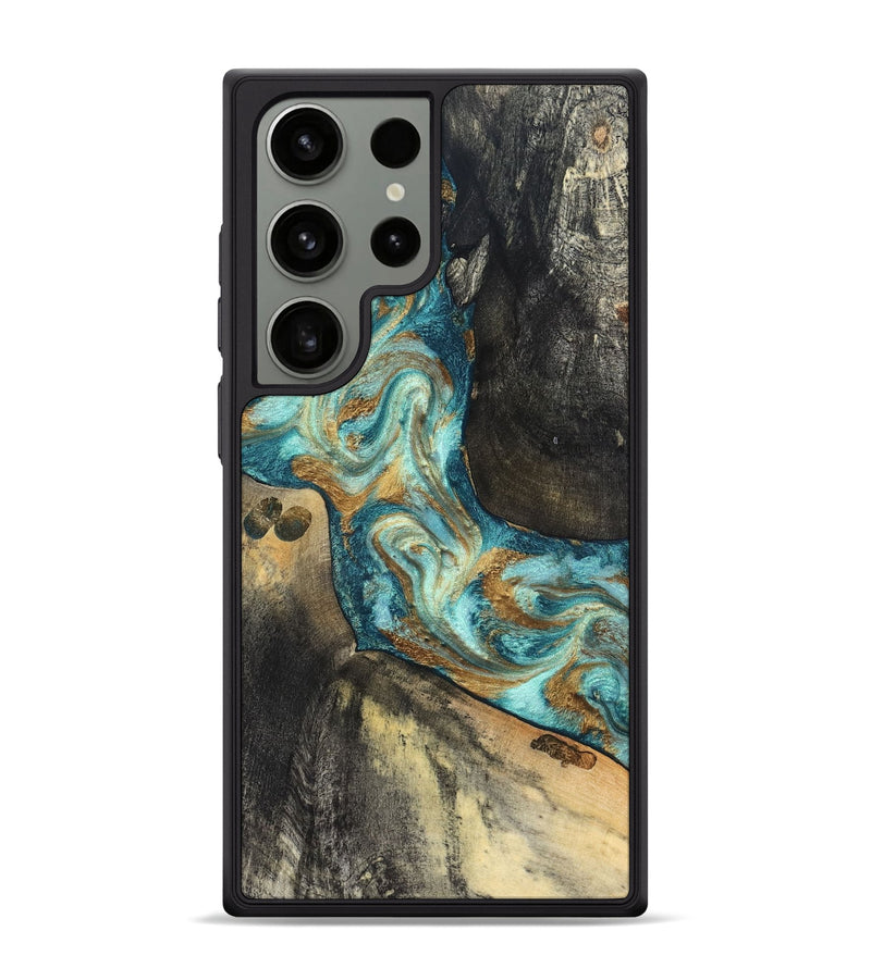 Galaxy S24 Ultra Wood Phone Case - Unknown (Teal & Gold, 824901)