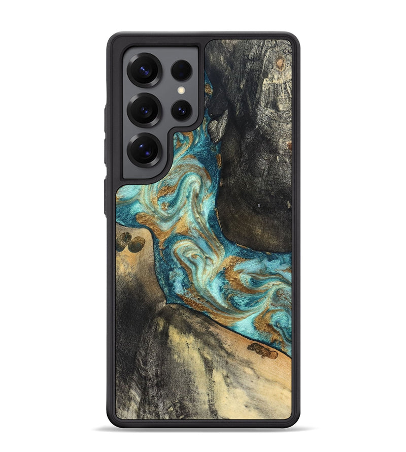 Galaxy S25 Ultra Wood Phone Case - Unknown (Teal & Gold, 824901)