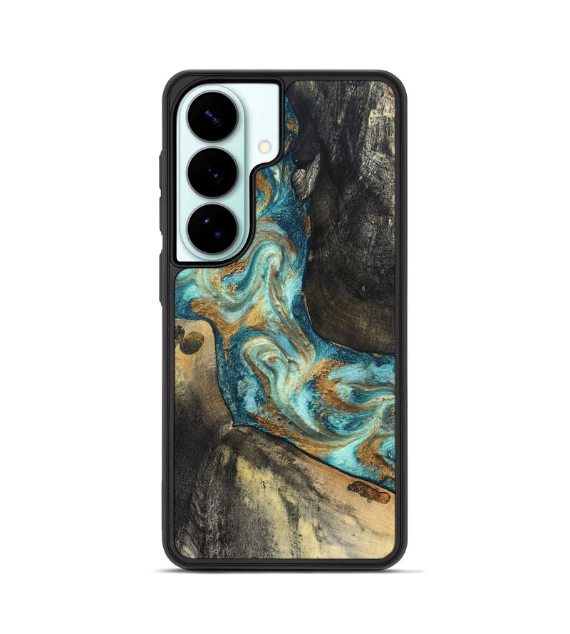 Galaxy S26 Wood Phone Case - Unknown (Teal & Gold, 824901)
