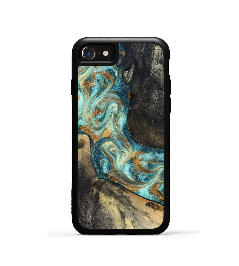 iPhone SE Wood Phone Case - Unknown (Teal & Gold, 824901)