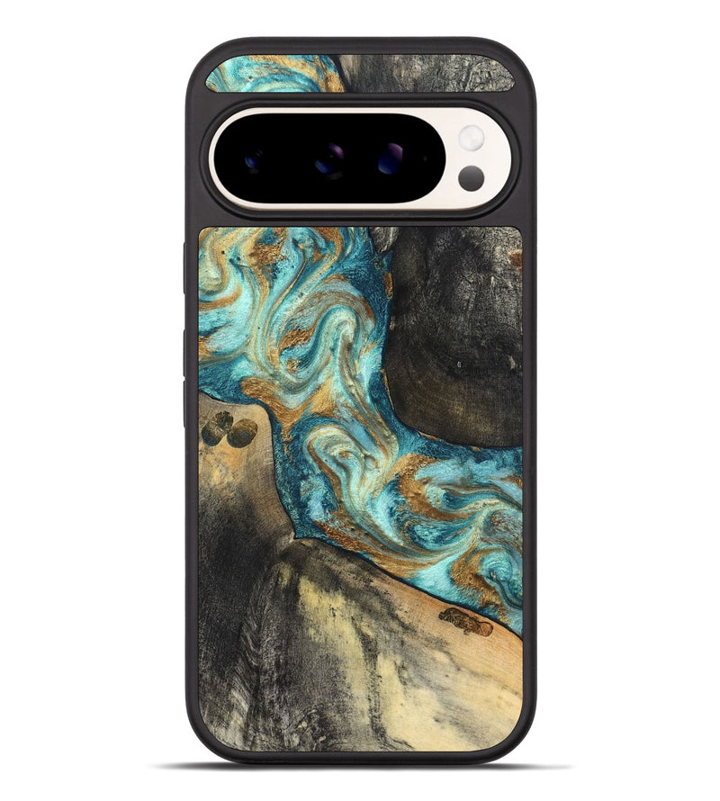 Pixel 10 Pro XL Wood Phone Case - Unknown (Teal & Gold, 824901)