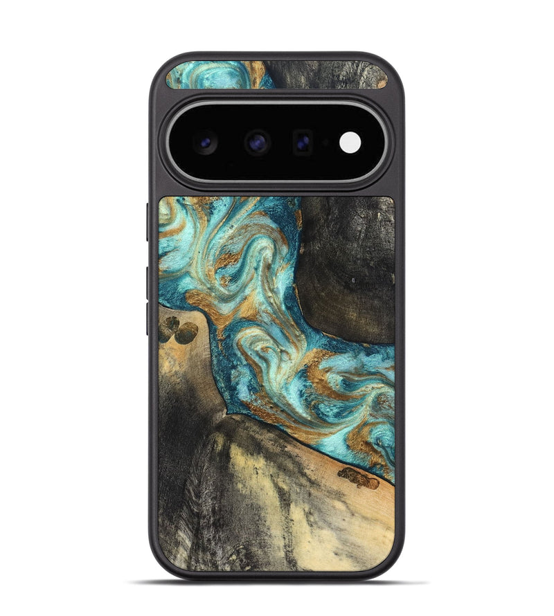 Pixel 11 Wood Phone Case - Unknown (Teal & Gold, 824901)
