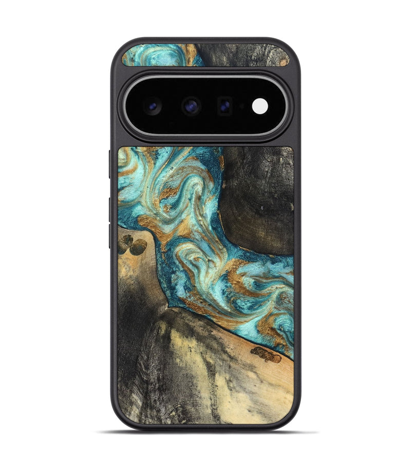 Pixel 11 Pro Wood Phone Case - Unknown (Teal & Gold, 824901)