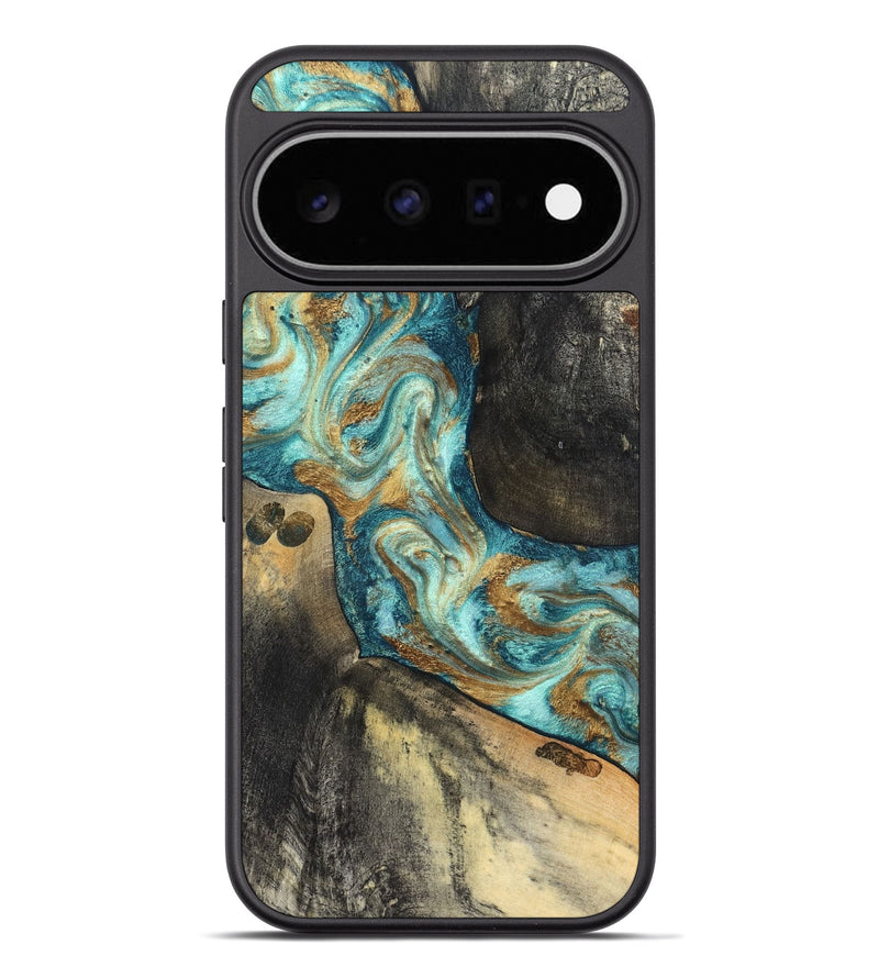 Pixel 11 Pro XL Wood Phone Case - Unknown (Teal & Gold, 824901)