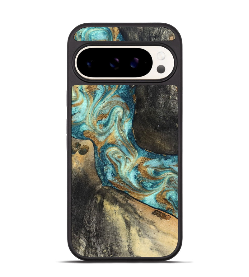 Pixel 9 Pro Wood Phone Case - Unknown (Teal & Gold, 824901)