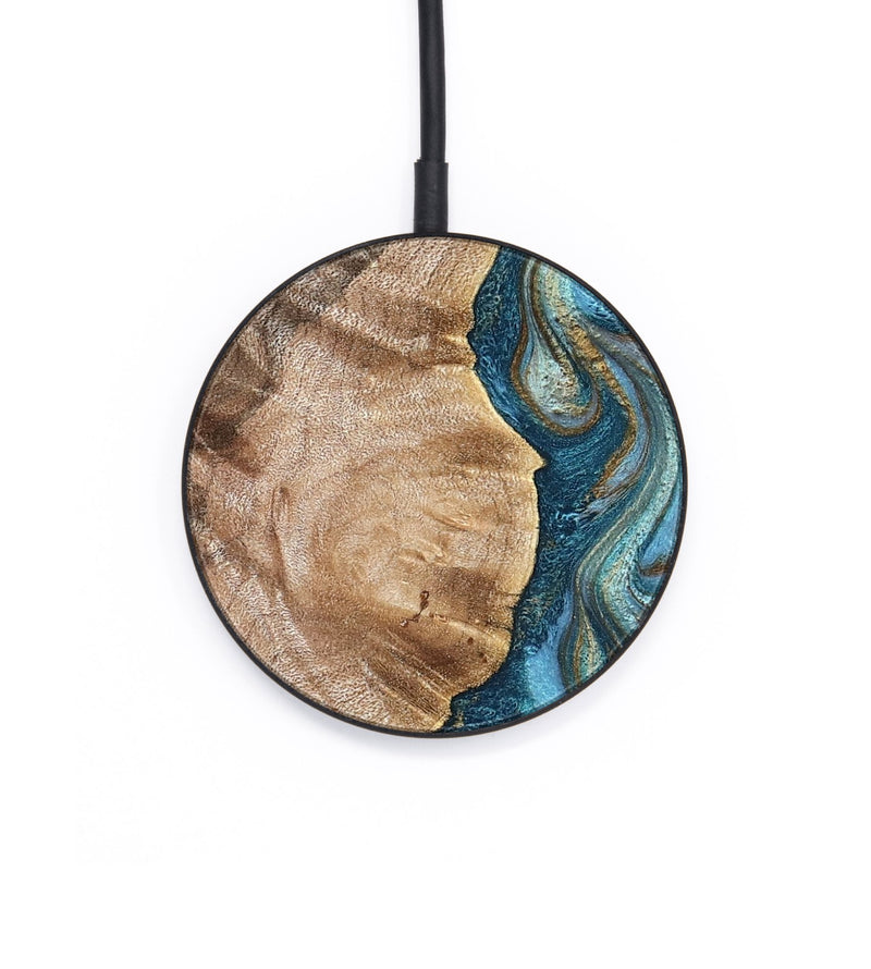 Circle Wood Wireless Charger - Mavis (Teal & Gold, 824903)