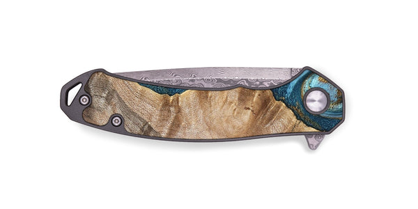 EDC Wood Pocket Knife - Mavis (Teal & Gold, 824903)