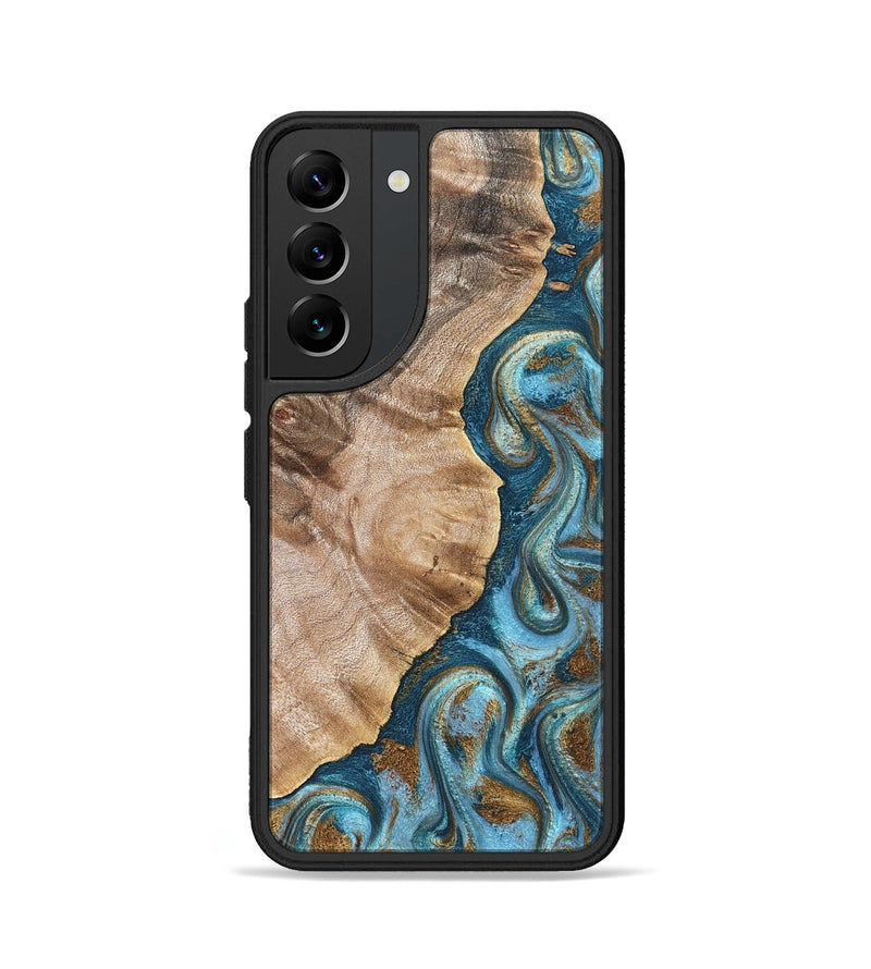 Galaxy S22 Wood Phone Case - Mavis (Teal & Gold, 824903)