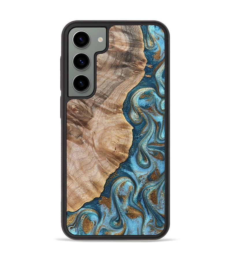 Galaxy S23 Plus Wood Phone Case - Mavis (Teal & Gold, 824903)