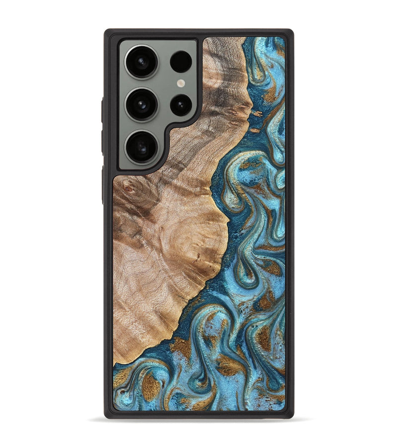 Galaxy S23 Ultra Wood Phone Case - Mavis (Teal & Gold, 824903)