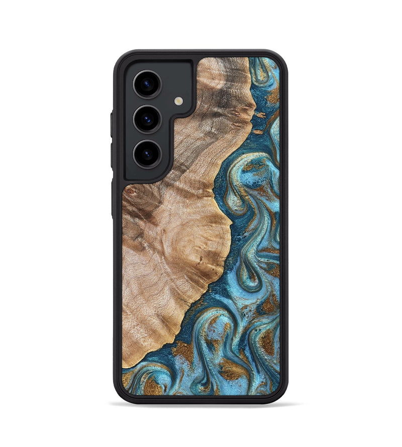 Galaxy S24 Wood Phone Case - Mavis (Teal & Gold, 824903)
