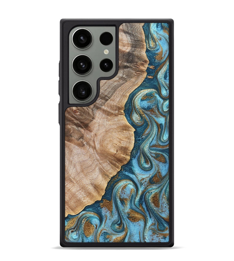 Galaxy S24 Ultra Wood Phone Case - Mavis (Teal & Gold, 824903)