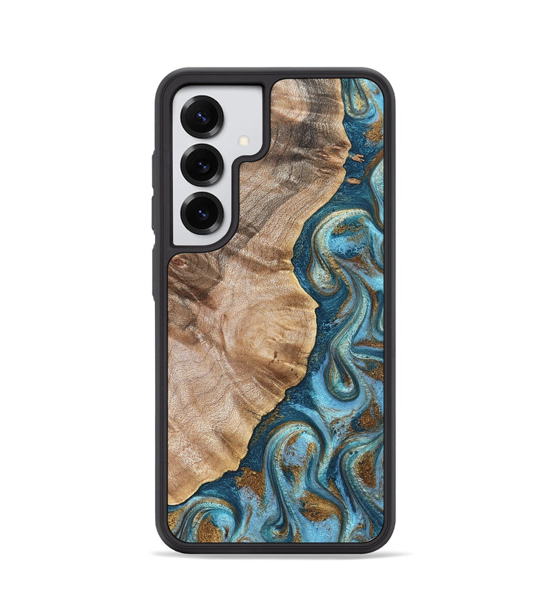 Galaxy S25 Wood Phone Case - Mavis (Teal & Gold, 824903)