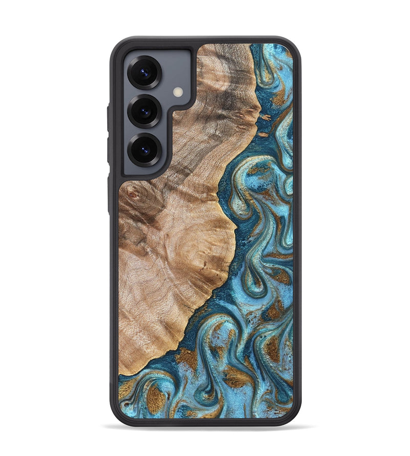 Galaxy S25 Plus Wood Phone Case - Mavis (Teal & Gold, 824903)