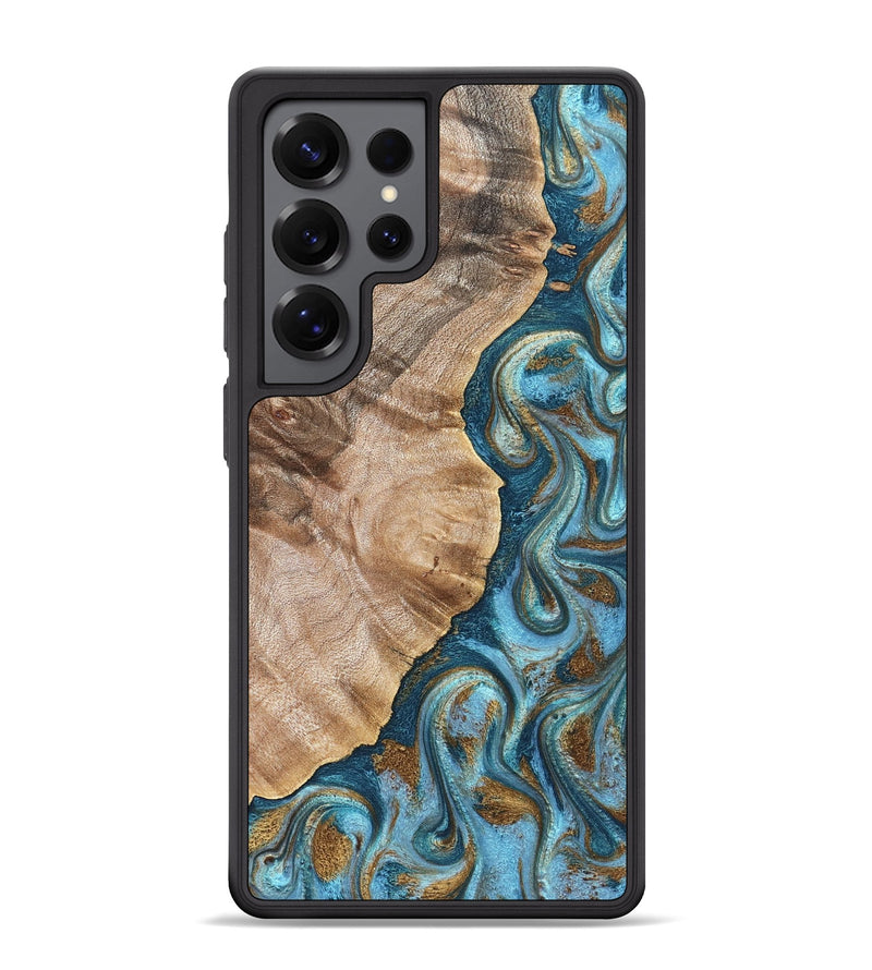 Galaxy S25 Ultra Wood Phone Case - Mavis (Teal & Gold, 824903)