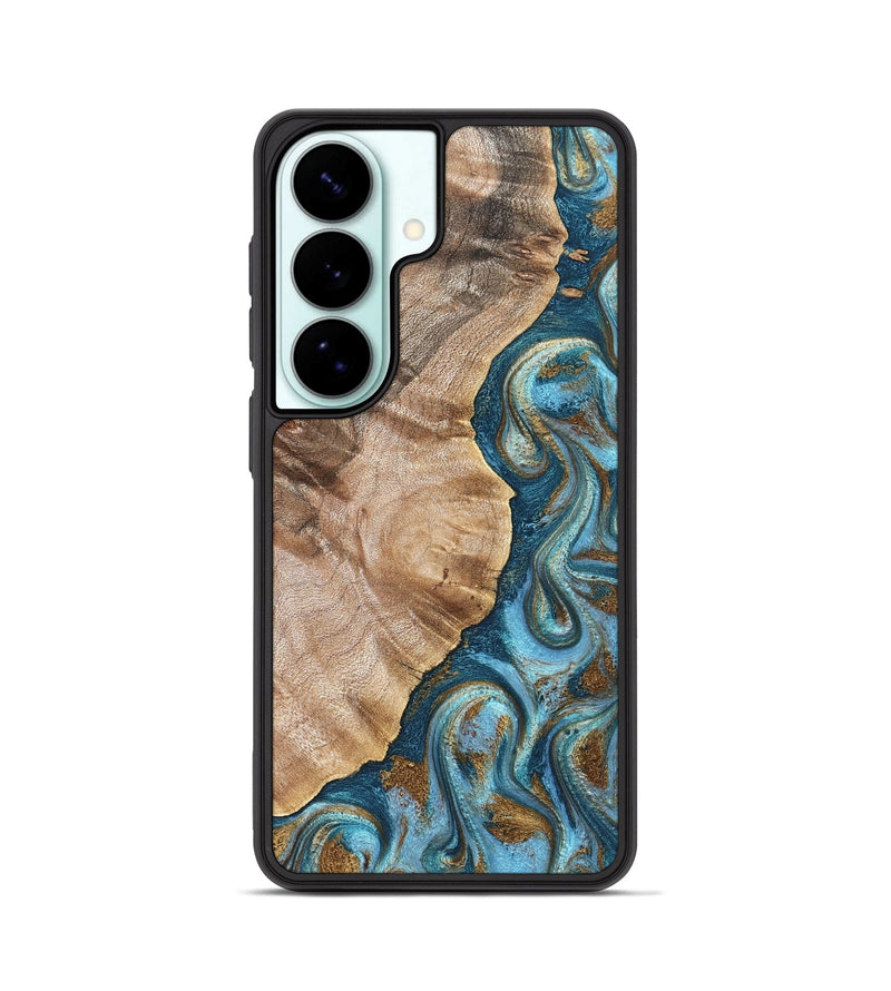 Galaxy S26 Wood Phone Case - Mavis (Teal & Gold, 824903)