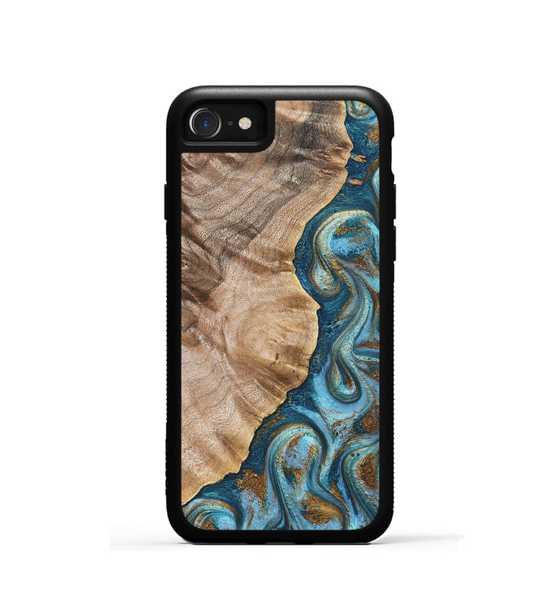 iPhone SE Wood Phone Case - Mavis (Teal & Gold, 824903)