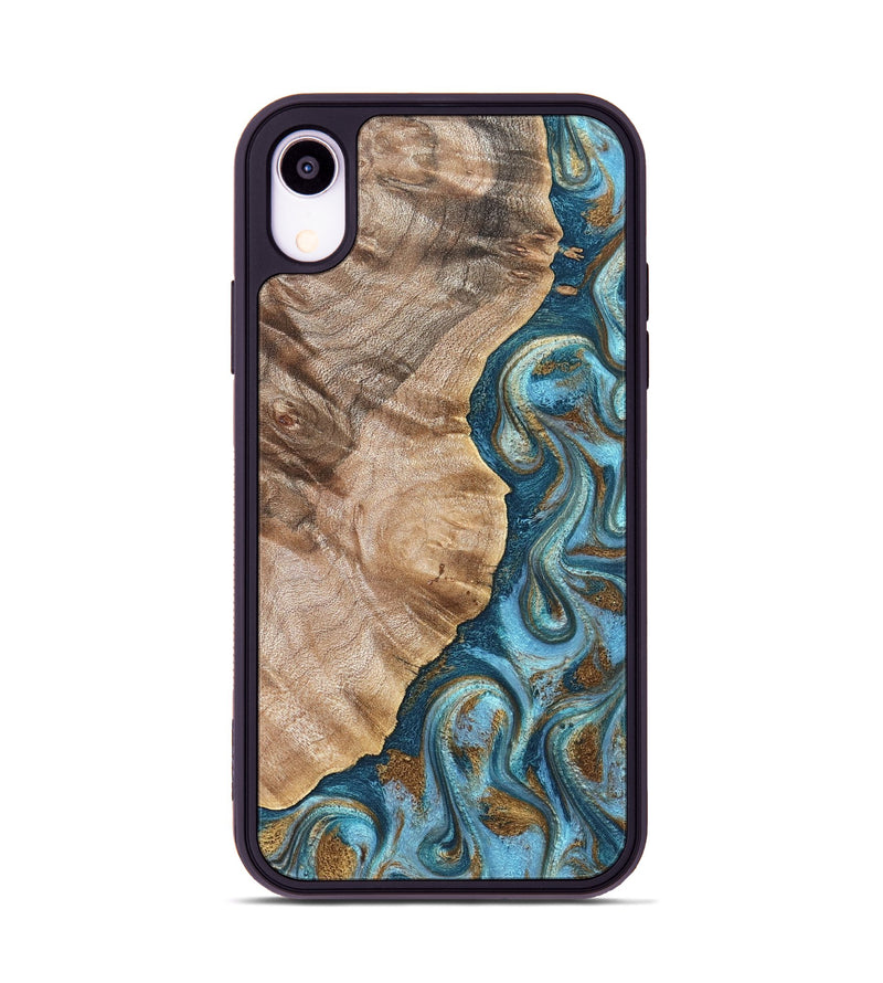 iPhone Xr Wood Phone Case - Mavis (Teal & Gold, 824903)