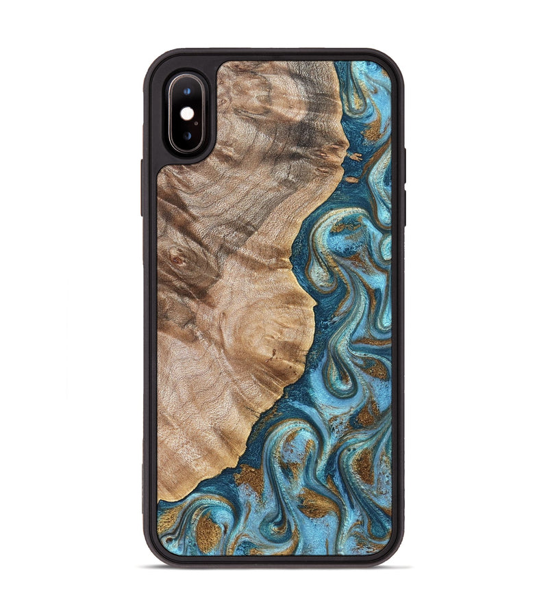 iPhone Xs Max Wood Phone Case - Mavis (Teal & Gold, 824903)