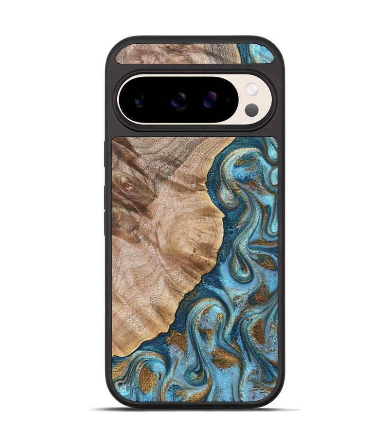 Pixel 10 Wood Phone Case - Mavis (Teal & Gold, 824903)