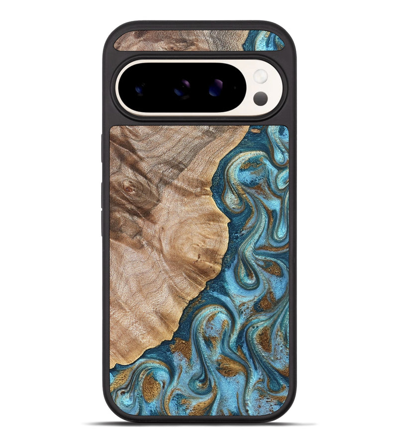 Pixel 10 Pro XL Wood Phone Case - Mavis (Teal & Gold, 824903)