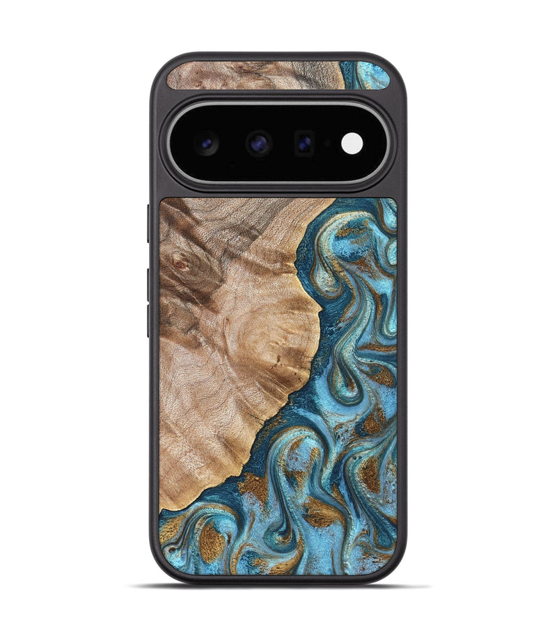 Pixel 11 Wood Phone Case - Mavis (Teal & Gold, 824903)