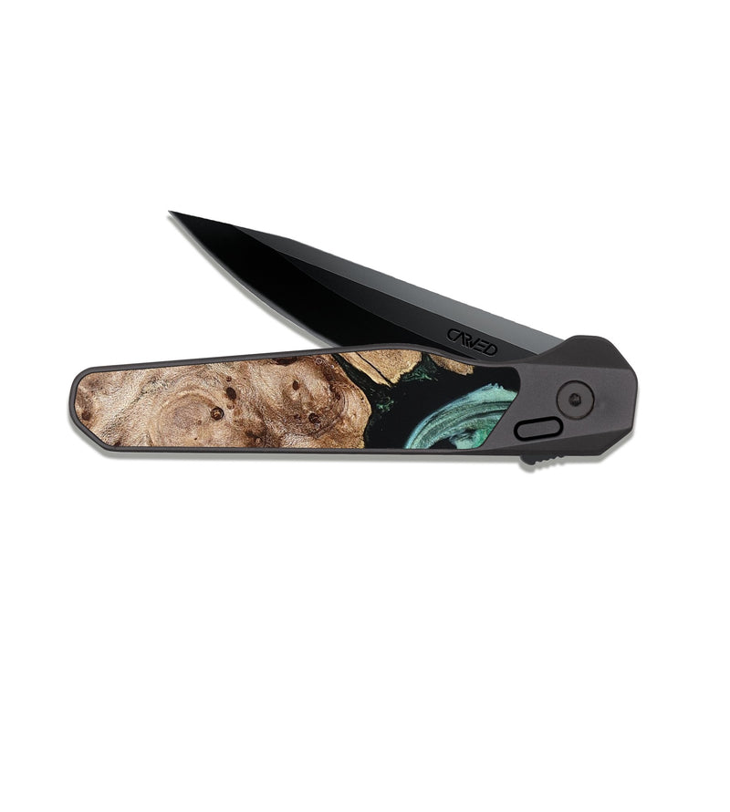 EDC Dark Slate Wood Pocket Knife - Aryanna (Green, 824904)