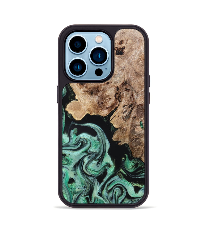 iPhone 14 Pro Wood Phone Case - Aryanna (Green, 824904)