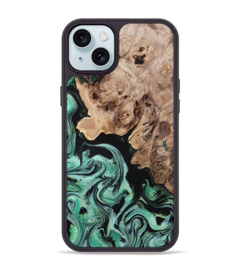 iPhone 15 Plus Wood Phone Case - Aryanna (Green, 824904)