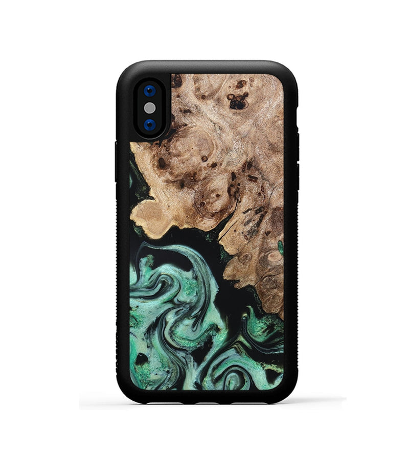 iPhone Xs Wood Phone Case - Aryanna (Green, 824904)