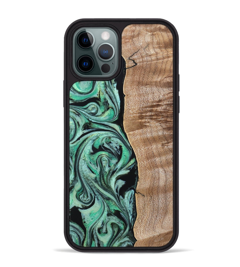 iPhone 12 Pro Max Wood Phone Case - Raphael (Green, 824910)