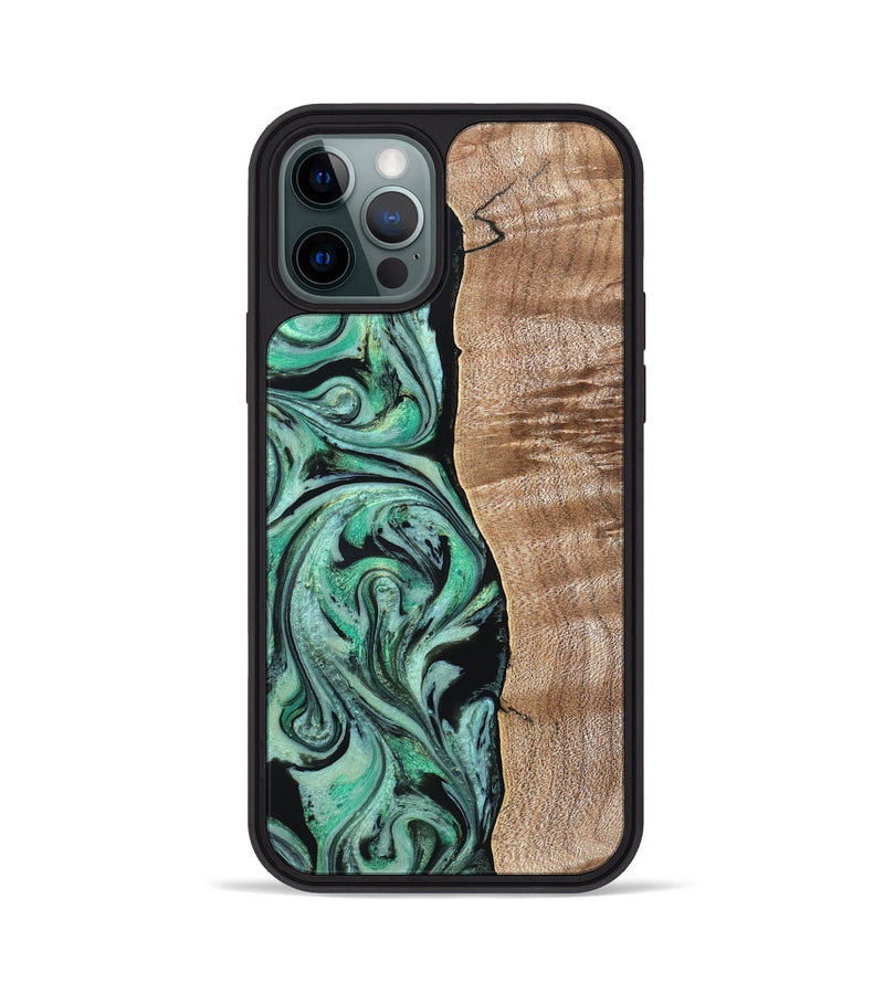 iPhone 12 Pro Wood Phone Case - Raphael (Green, 824910)