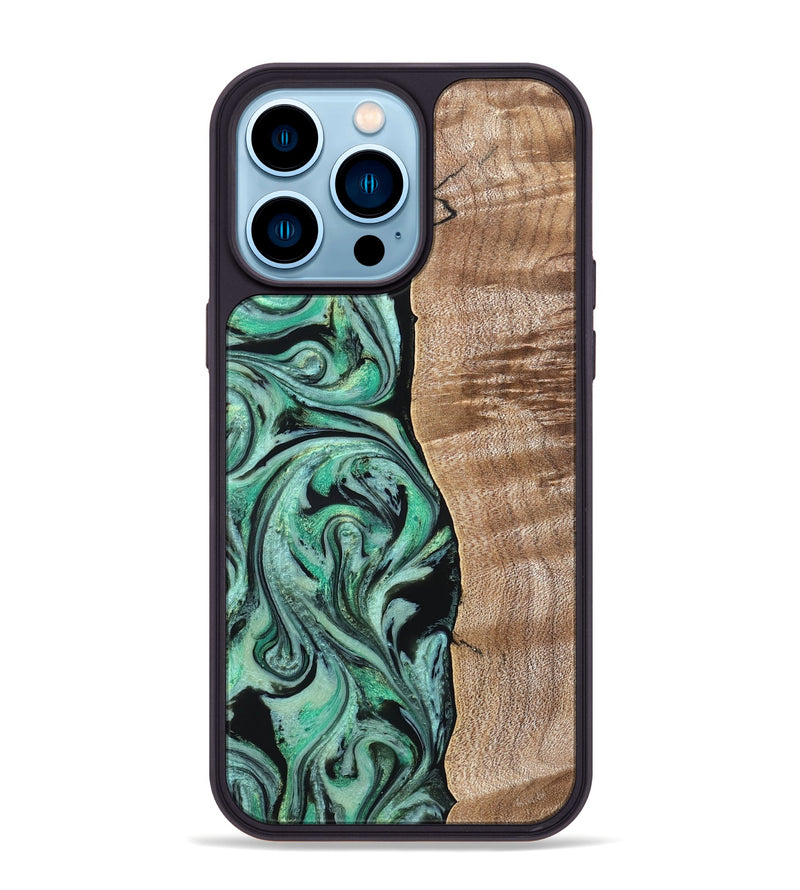 iPhone 14 Pro Max Wood Phone Case - Raphael (Green, 824910)