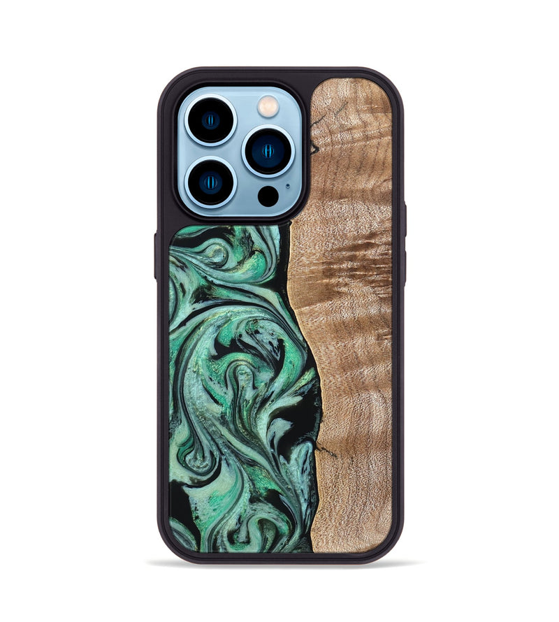iPhone 14 Pro Wood Phone Case - Raphael (Green, 824910)