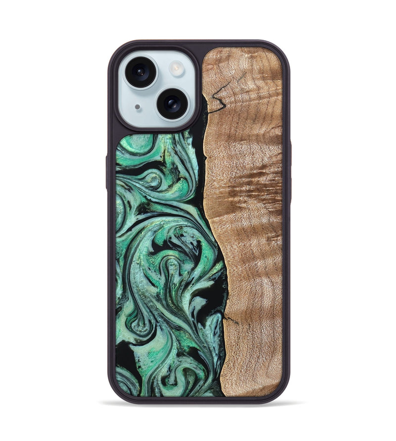 iPhone 15 Wood Phone Case - Raphael (Green, 824910)