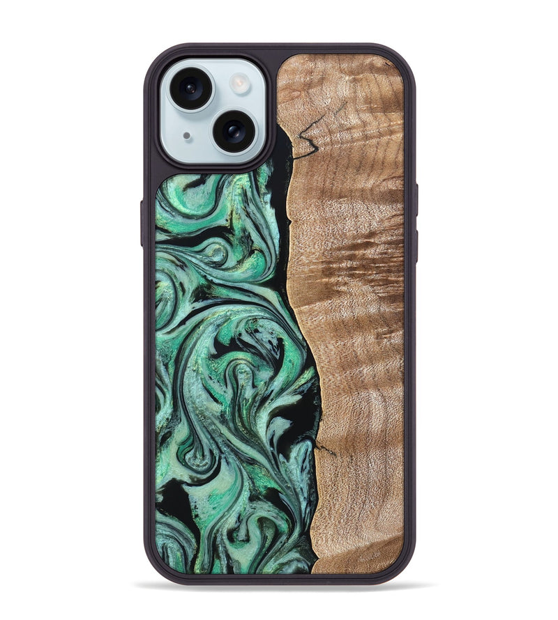 iPhone 15 Plus Wood Phone Case - Raphael (Green, 824910)