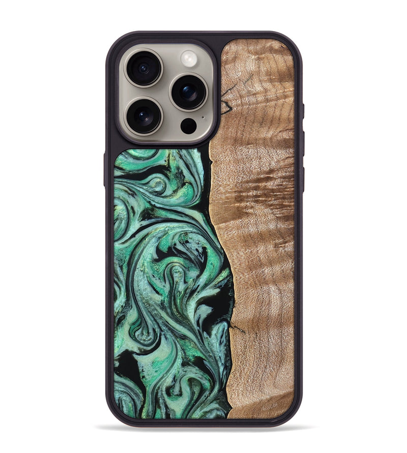 iPhone 15 Pro Max Wood Phone Case - Raphael (Green, 824910)