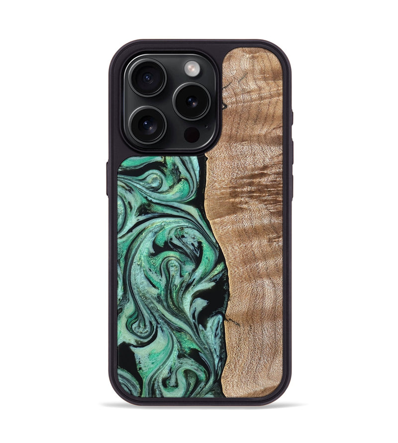 iPhone 15 Pro Wood Phone Case - Raphael (Green, 824910)