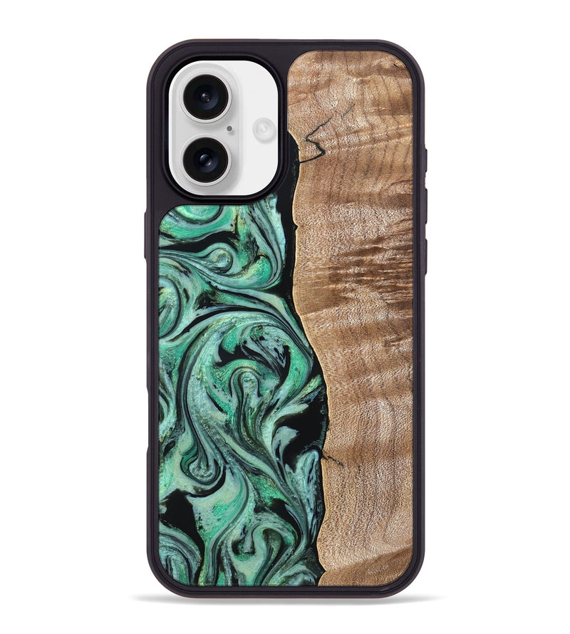 iPhone 16 Plus Wood Phone Case - Raphael (Green, 824910)