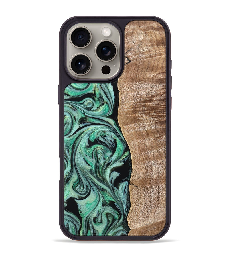 iPhone 16 Pro Max Wood Phone Case - Raphael (Green, 824910)
