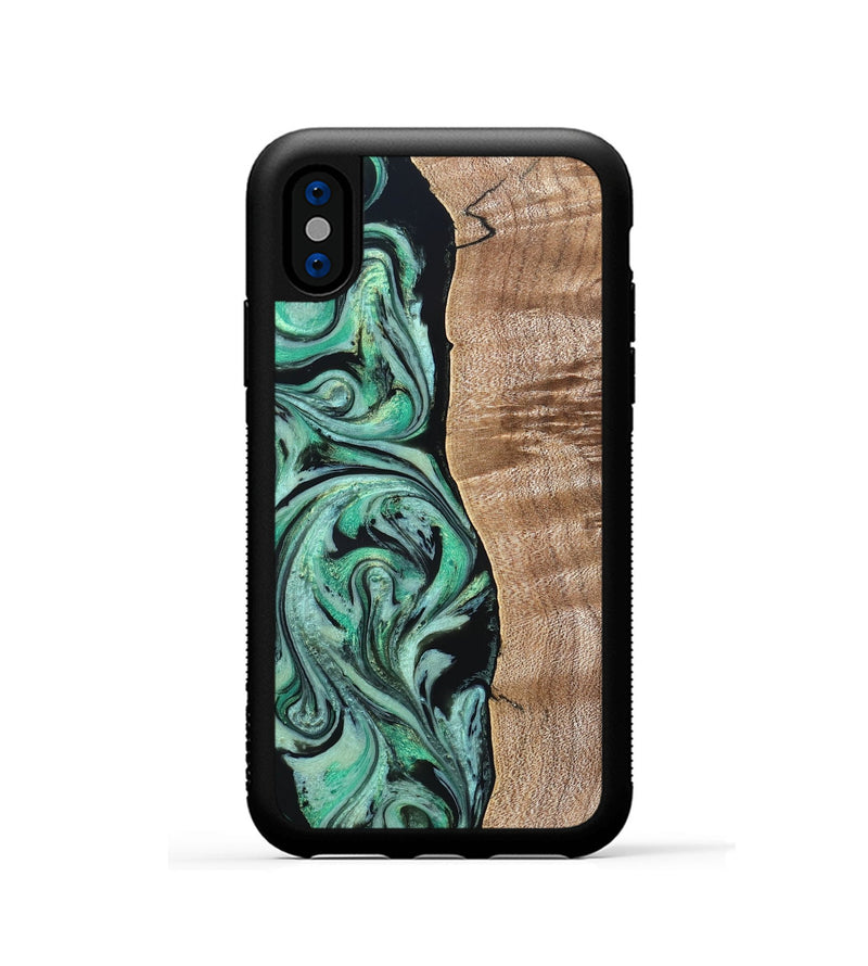 iPhone Xs Wood Phone Case - Raphael (Green, 824910)