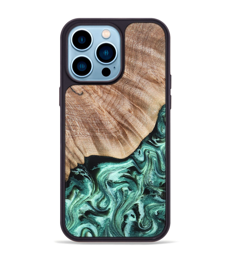 iPhone 14 Pro Max Wood Phone Case - Arya (Green, 824911)