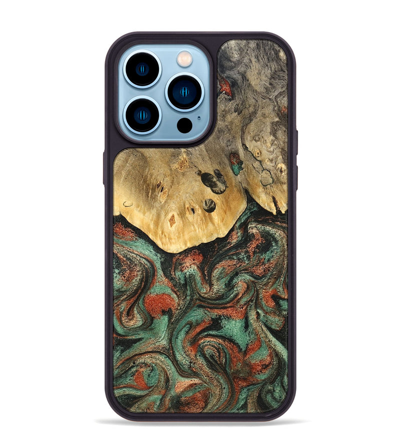 iPhone 14 Pro Max Wood Phone Case - Liddie (Green, 824912)
