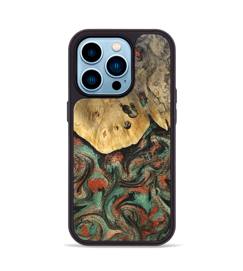 iPhone 14 Pro Wood Phone Case - Liddie (Green, 824912)