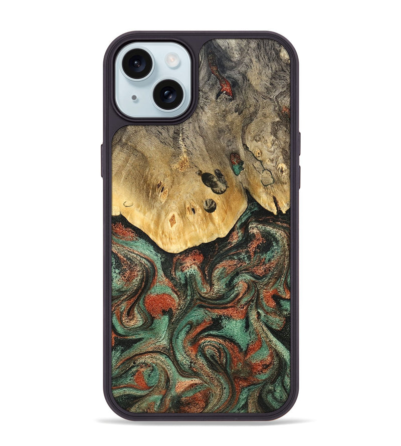 iPhone 15 Plus Wood Phone Case - Liddie (Green, 824912)