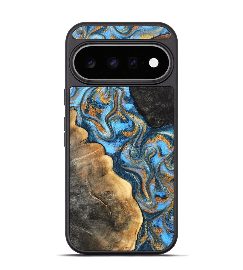 Pixel 11 Pro Wood Phone Case - Morris (Teal & Gold, 824922)