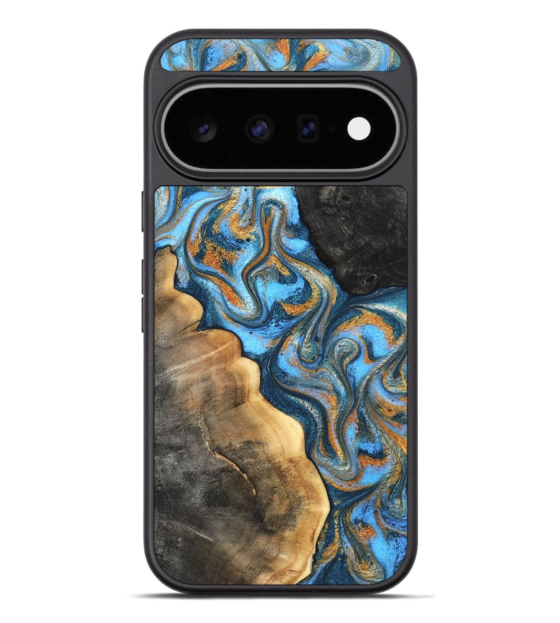 Pixel 11 Pro XL Wood Phone Case - Morris (Teal & Gold, 824922)