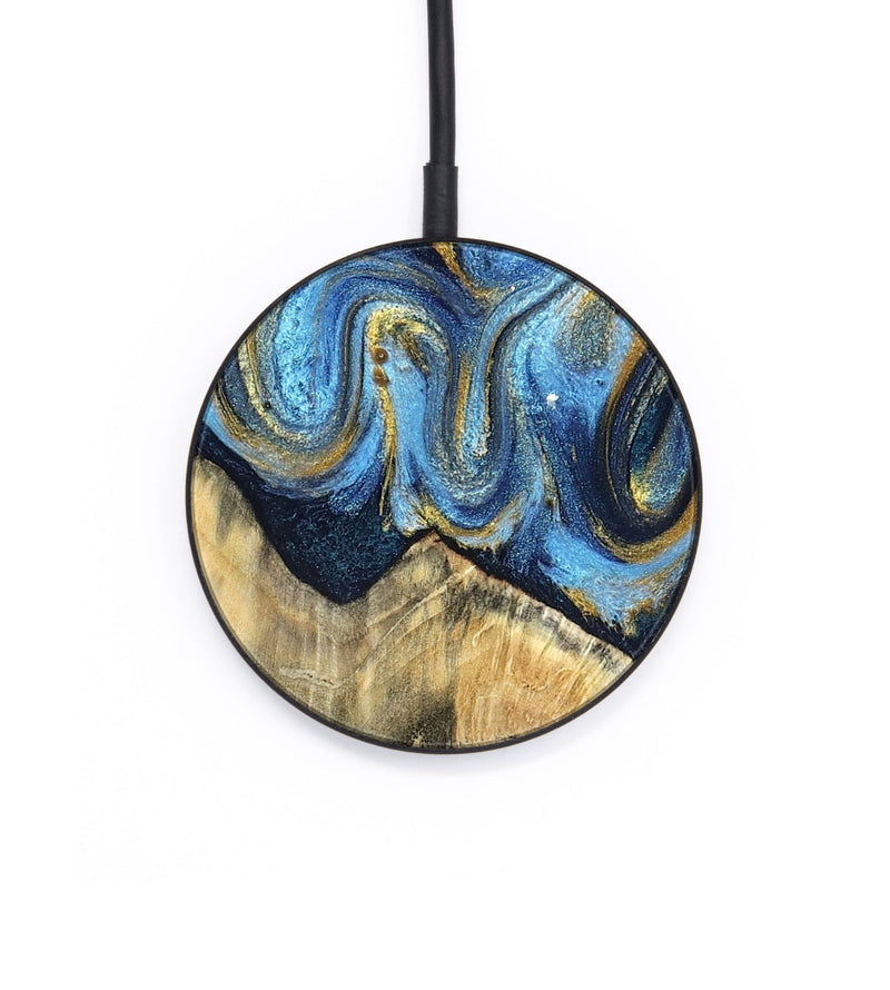 Circle Wood Wireless Charger - Kristyn (Teal & Gold, 824924)